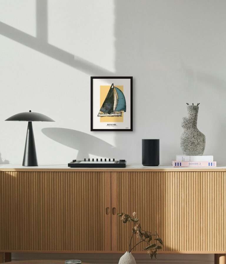 MuzeMap Bilthoven als 60% (30×40 cm) boven een eikenhouten dressoir